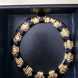 Solid Copper Enamel Gold Linked Necklace. EUC